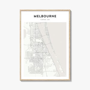 Melbourne kaart poster Florida, Melbourne kaart print, Melbourne reizen kunst aan de muur, Melbourne gepersonaliseerde kaart,