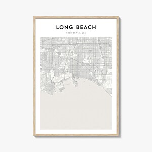 Affiche de carte de Long Beach, impression de carte de Long Beach, art mural voyage de Long Beach, carte personnalisée de Long Beach, Californie