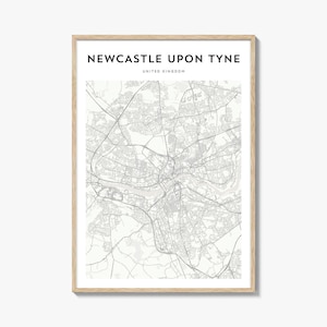 Newcastle upon Tyne Map Poster, Newcastle Upon Tyne Map Print, Newcastle Travel Wall Art, Newcastle Personalized Map, United Kingdom