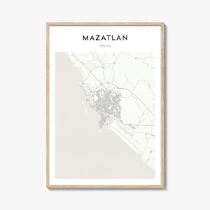 Póster del mapa de Mazatlán: Impresión artística de viaje a México