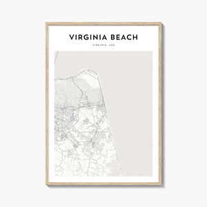 Affiche de carte de Virginia Beach, impression de carte de Virginia Beach, art mural voyage Virginia Beach, carte personnalisée de Virginia Beach, Virginie