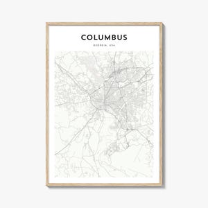 Columbus Georgia Map Poster, Columbus Map Print, Columbus Travel Wall Art, Columbus Personalized Map,