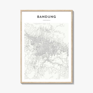 Bandung Map Poster, Bandung Map Print, Bandung Travel Wall Art, Bandung Personalized Map, Indonesia