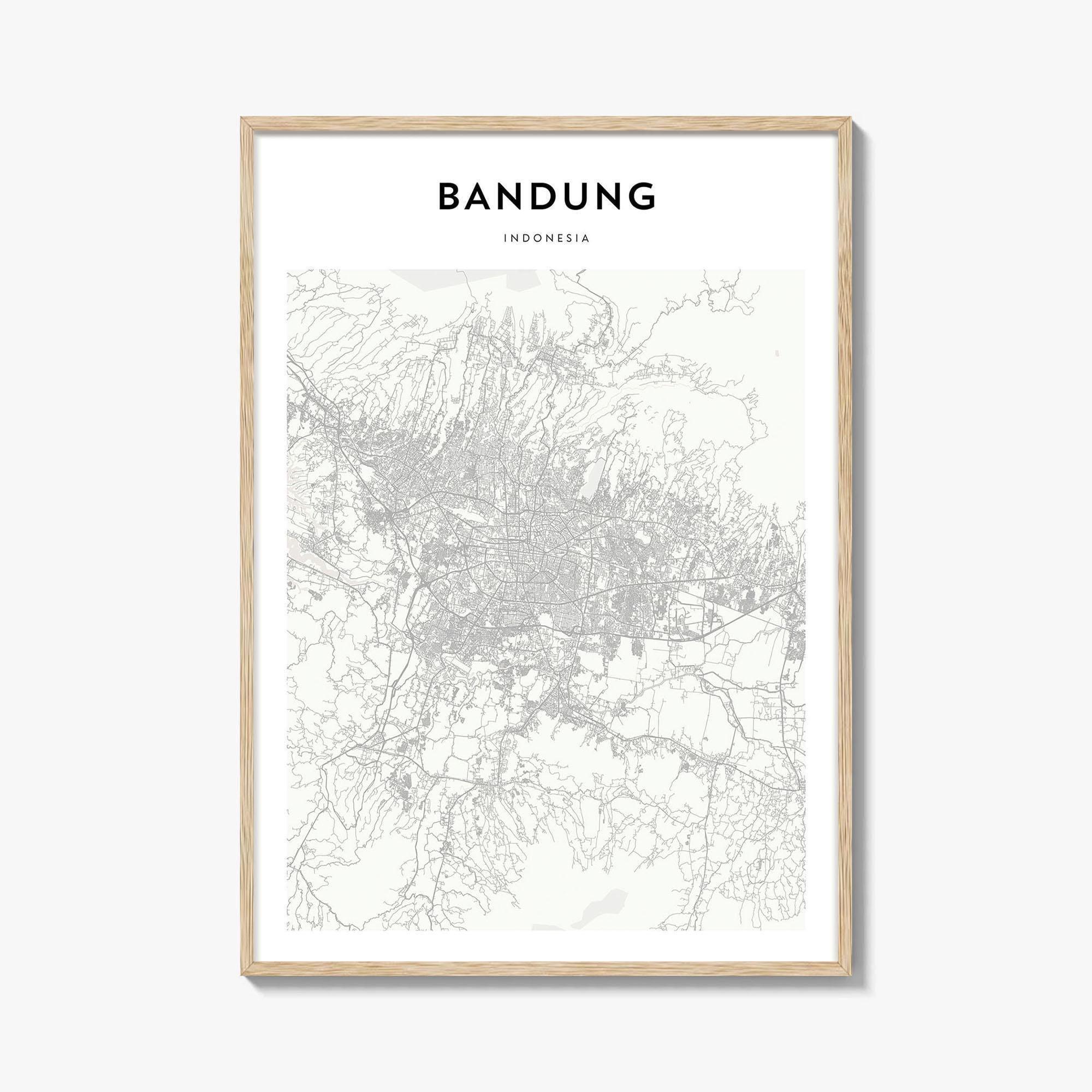 Bandung Map Poster, Bandung Map Print, Bandung Travel Wall Art, Bandung Personalized Map, Indonesia