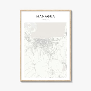 Managua Map Poster, Managua Map Print, Managua Travel Wall Art, Managua Personalized Map, Nicaragua