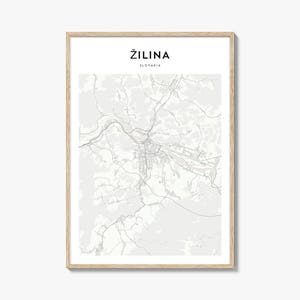 Cartaz do mapa de Zilina, impressão do mapa de Zilina, arte de parede de viagem de Zilina, mapa personalizado de Zilina, Eslováquia