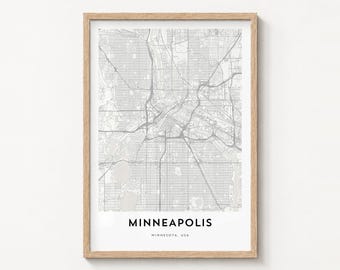 Minneapolis Map Poster, Minimalist City Print, Street Wall Art, Travel Decor