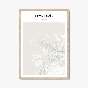 Póster con mapa de Reikiavik, impresión de mapa de Reikiavik, arte mural de viaje de Reikiavik, mapa personalizado de Reikiavik, Islandia