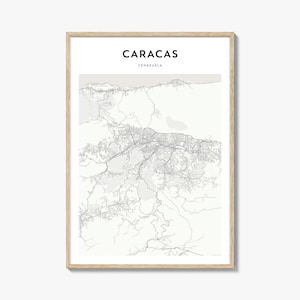 Cartaz do mapa de Caracas, impressão do mapa de Caracas, arte de parede de viagem de Caracas, mapa personalizado de Caracas, Venezuela