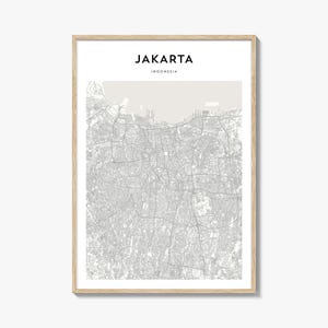 Cartaz do mapa de Jacarta, impressão do mapa de Jacarta, arte de parede de viagem de Jacarta, mapa personalizado de Jacarta, Indonésia