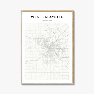 West Lafayette Map Poster, West Lafayette Map Print, West Lafayette Travel Wall Art, West Lafayette Personalized Map, Indiana