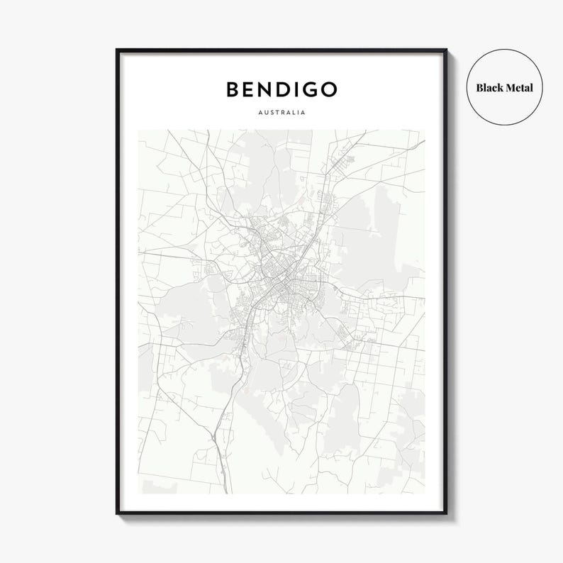 Bendigo Map Print, Victoria Poster, Australia Wall Art, Bendigo Custom ...