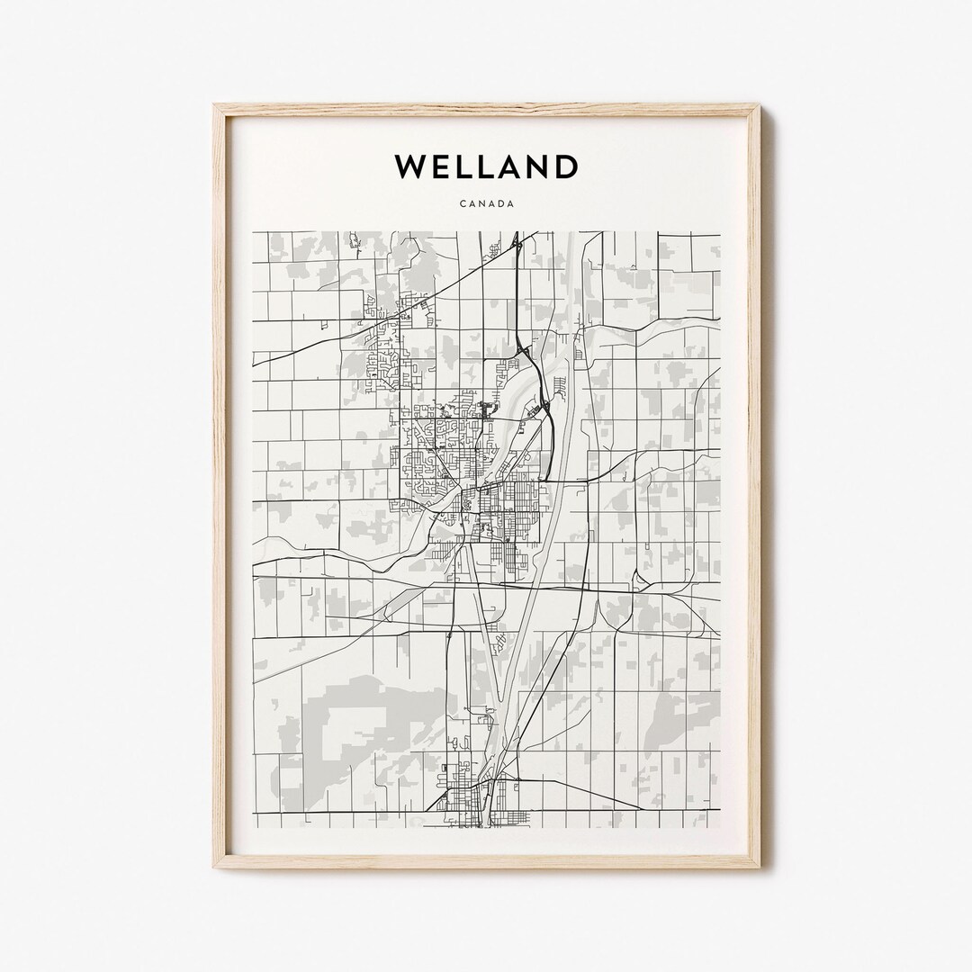 Welland Custom Black Map Welland Map Welland Print Welland - Etsy