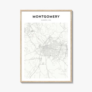 Montgomery Karte Poster, Montgomery Karte Druck, Montgomery Reisewandkunst, Montgomery personalisierte Karte, Alabama