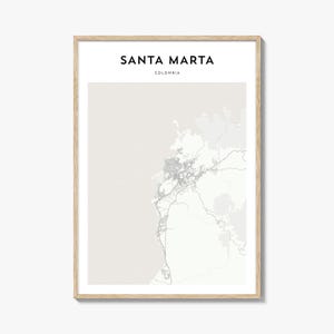 Santa Marta Map Poster: Colombia Travel Wall Art