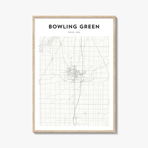 Póster con mapa de Bowling Green, Ohio, impresión de mapa de Bowling Green, arte mural de viaje de Bowling Green, mapa personalizado de Bowling Green