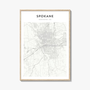 Spokane Map Poster, Spokane Map Print, Spokane Travel Wall Art, Spokane Personalized Map, Washington
