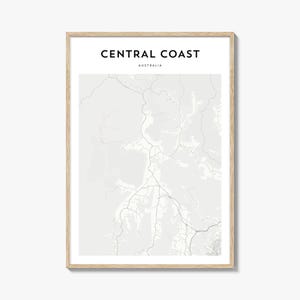 Central Coast Karte Poster, Central Coast Karte Druck, Central Coast Reisewandkunst, Central Coast personalisierte Karte, Australien