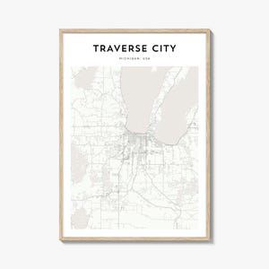 Cartaz do mapa de Traverse City, impressão do mapa de Traverse City, arte de parede de viagem de Traverse City, mapa personalizado de Traverse City, Michigan