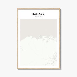 Hanalei Map Poster, Hanalei Map Print, Hanalei Travel Wall Art, Hanalei Personalized Map, Hawaii