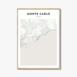 Monte Carlo kaartposter, Monte Carlo kaart print, Monte Carlo Travel Wall Art, Monte Carlo gepersonaliseerde kaart, Monaco