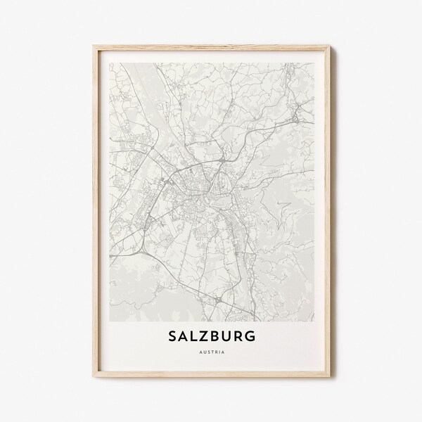 Map of Salzburg, Salzburg Map Print, Salzburg Map Poster, City Map Print, Map Gifts, Gift Ideas, Austria