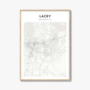 Lacey Karte Poster, Lacey Karte Druck, Lacey Reisewandkunst, Lacey personalisierte Karte, Washington