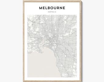 Melbourne Australia Map Poster, Melbourne Map Print, Melbourne Travel Wall Art, Melbourne Personalized Map,
