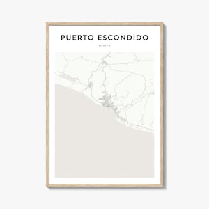 Puerto Escondido Map Poster, Puerto Escondido Map Print, Puerto Escondido Travel Wall Art, Puerto Escondido Personalized Map, Mexico