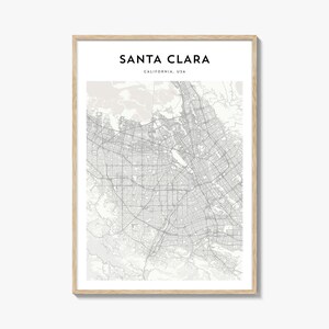 Santa Clara Map Poster, Santa Clara Map Print, Santa Clara Travel Wall Art, Santa Clara Personalized Map, California