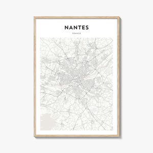 Nantes Karte Poster, Nantes Karte Druck, Nantes Reisewandkunst, Nantes personalisierte Karte, Frankreich