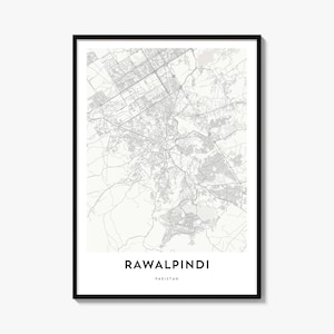 Rawalpindi Map Poster, Minimalist City Print, Street Wall Art, Travel Decor