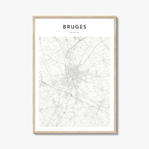 Bruges Map Poster, Bruges Map Print, Bruges Travel Wall Art, Bruges Personalized Map, Belgium