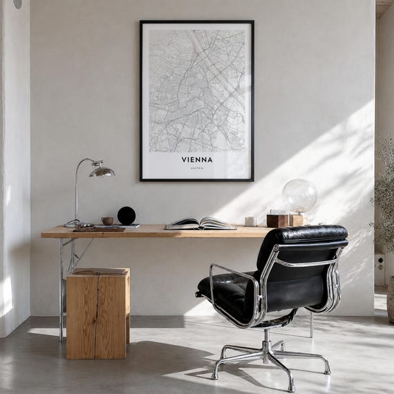 Vienna Map Poster, Minimalist City Print, Austria Wall Art - Etsy