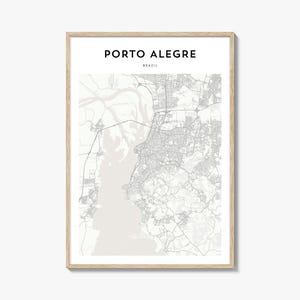 Póster con mapa de Porto Alegre, impresión de mapa de Porto Alegre, arte mural de viaje de Porto Alegre, mapa personalizado de Porto Alegre, Brasil