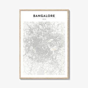Bangalore Map Poster, Bangalore Map Print, Bangalore Travel Wall Art, Bangalore Personalized Map, India