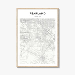 Pearland Map Poster, Pearland Map Print, Pearland Travel Wall Art, Pearland Personalized Map, Texas