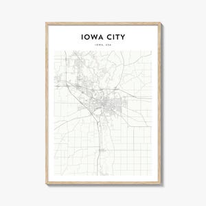 Iowa City Map Poster, Iowa City Map Print, Iowa City Travel Wall Art, Iowa City Personalized Map, Iowa