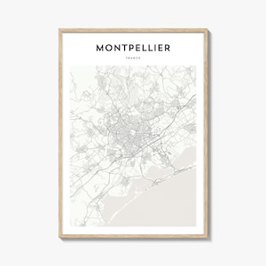 Montpellier Map Poster, Montpellier Map Print, Montpellier Travel Wall Art, Montpellier Personalized Map, France