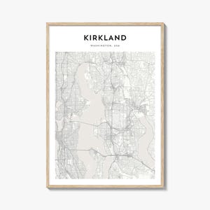 Kirkland-kaartposter, Kirkland-kaartafdruk, Kirkland Travel Wall Art, Kirkland-kaart, gepersonaliseerde kaart, Washington