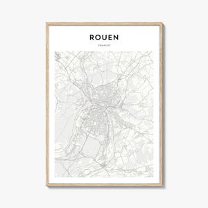 Rouen Map Poster, Rouen Map Print, Rouen Travel Wall Art, Rouen Personalized Map, France