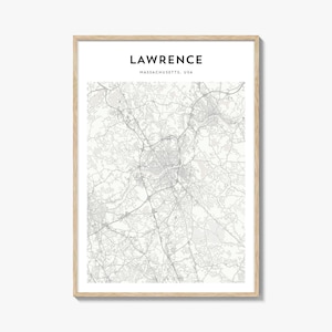 Lawrence Massachusetts Map Poster, Lawrence Map Print, Lawrence Travel Wall Art, Lawrence Personalized Map,