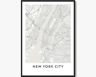 New York City Map Poster, Minimalist Print, Modern Wall Art
