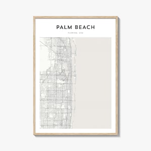 Palm Beach Florida kaart poster, Palm Beach kaart print, Palm Beach reizen kunst aan de muur, Palm Beach gepersonaliseerde kaart,
