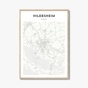 Cartaz do mapa de Hildesheim, impressão do mapa de Hildesheim, arte de parede de viagem de Hildesheim, mapa personalizado de Hildesheim, Alemanha