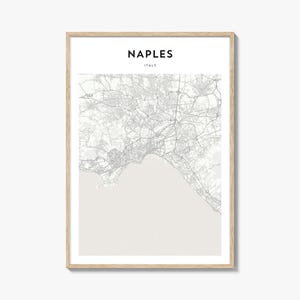 Póster con mapa de Nápoles, Italia, impresión de mapa de Nápoles, arte mural de viaje de Nápoles, mapa personalizado de Nápoles