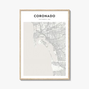 Coronado Karte Poster, Coronado Karte Druck, Coronado Reisewandkunst, Coronado personalisierte Karte, Kalifornien