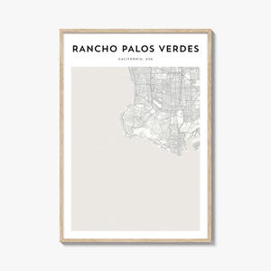 Rancho Palos Verdes Map Poster, Rancho Palos Verdes Map Print, Rancho Palos Verdes Travel Wall Art, California