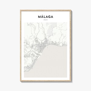 Affiche de carte de Malaga, impression de carte de Malaga, art mural de voyage de Malaga, carte personnalisée de Malaga, Espagne