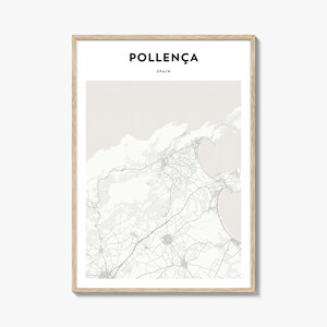 Póster con mapa de Pollença, impresión de mapa de Pollença, arte mural de viaje de Pollença, mapa personalizado de Pollença, España